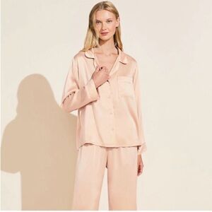 Eberjey 100% silk pajama set (2 pc) size large light dusty pink